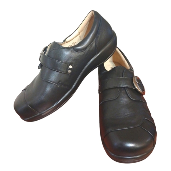 Alegria Black Leather Loafer Silver Buckle and Rounded Toe Flats Size 11 - Picture 14 of 14